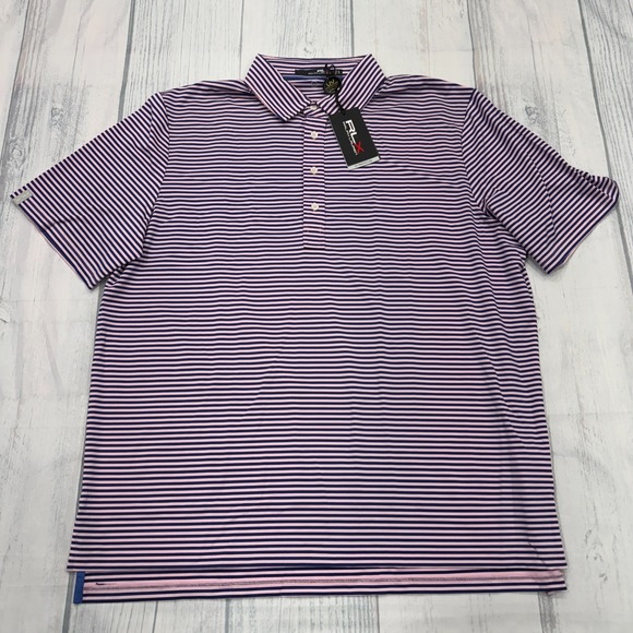 NWT RLX Ralph Lauren Ivy Golf Club Polo Shirt XL Pink Blue UV Protection Mens